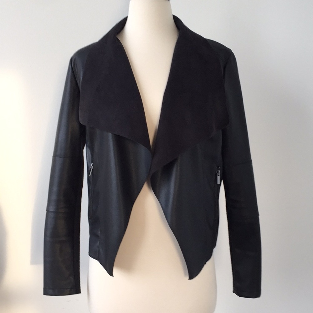 CLEARANCE! Vegan Leather Suede Moto Jacket Black